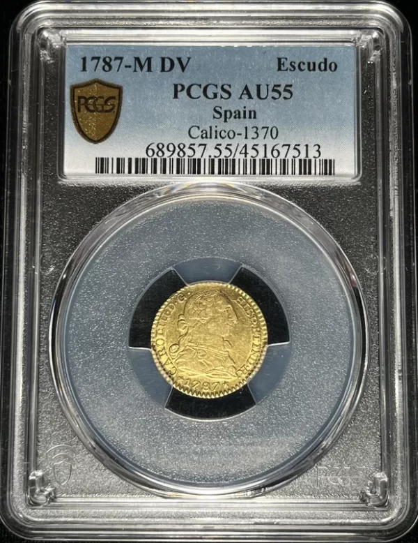 Spain 1787-M DV 1 Esc PCGS AU55 - Image 3