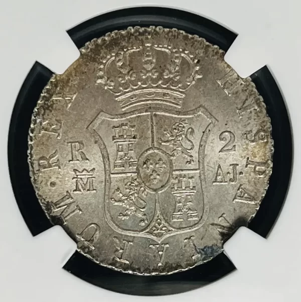 Spain 1831 M AJ 2 Reales NGC MS63+ - Image 2