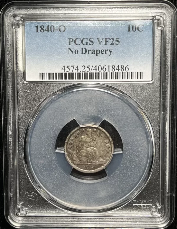 1840-O No Drapery 10c F-109 PCGS VF25 - Image 3