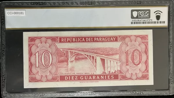 Paraguay ND (1963) 10 Guaranies PCGS 67 PPQ - Image 2