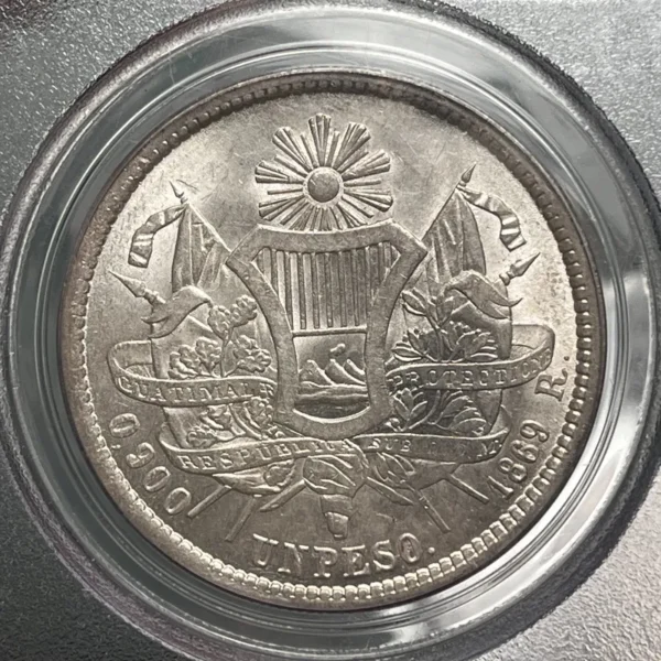 Guatemala 1869/99 1 Peso PCGS AU58 - Image 2