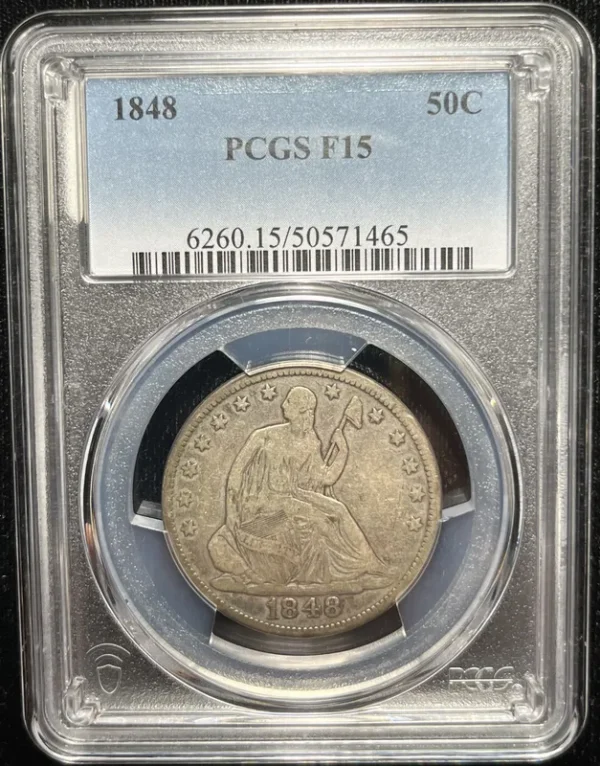 1848 50c PCGS F15 Choice! - Image 3