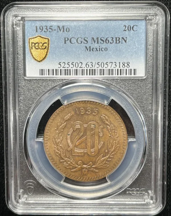 Mexico 1935 20 Centavos PCGS MS63BN - Image 3
