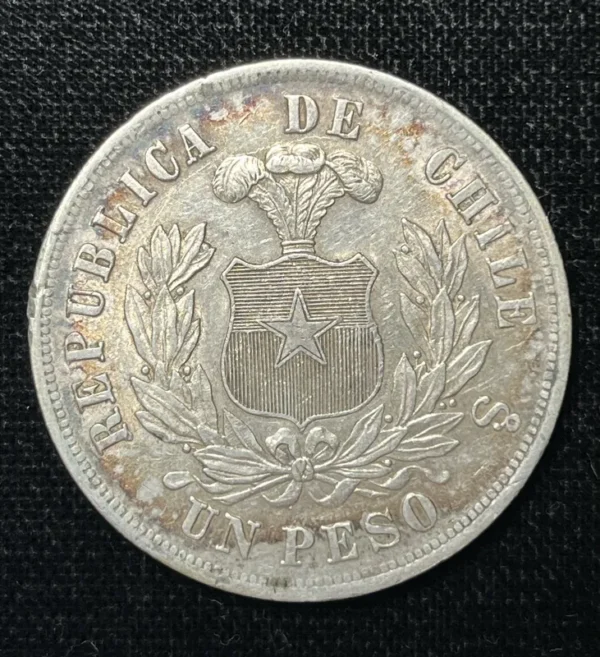 Chile 1880 1 Peso Condor CH AU - Image 2