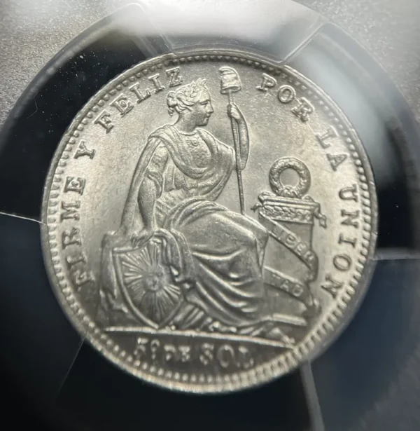 Peru 1916 FG, R 1/5 Sol PCGS MS66