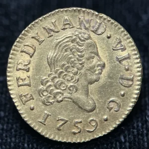Spain 1759 Madrid, J 1/2 Escudo Uncirculated