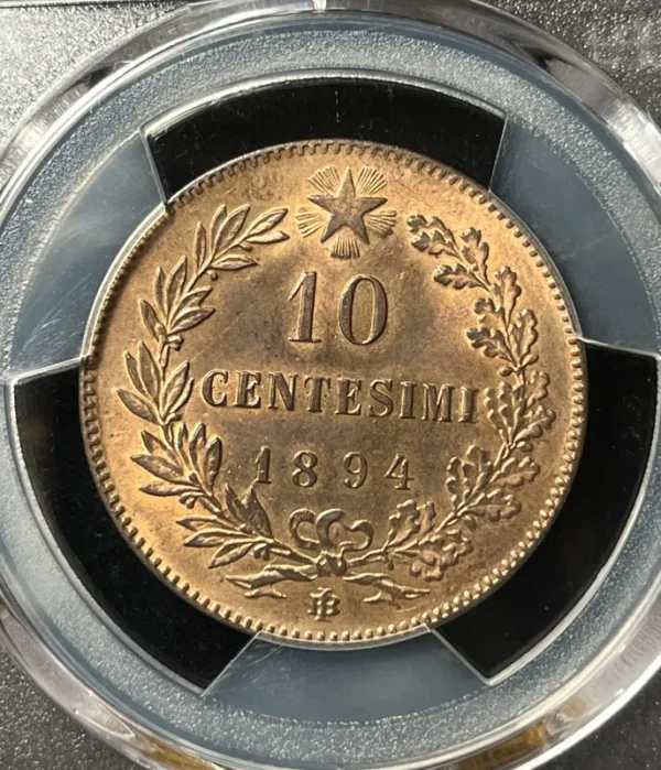 Italy 1894 BI 10 Centesimi PCGS MS64RB - Image 2