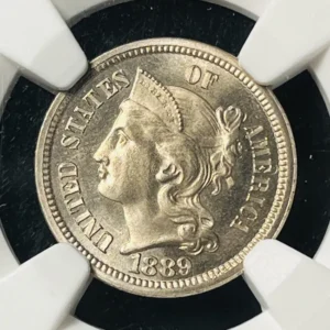1889 3CN NGC PF66 Cameo, CAC Approved